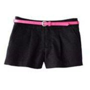 Girls Dress Shorts 12 Black Pleated Sparkly Belted Lined Glittery Candies